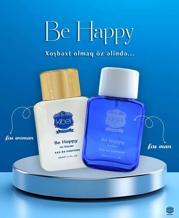 Kibelin Be Happy qadın və kişi ətirləri — rəsmi Facebook paylaşımı